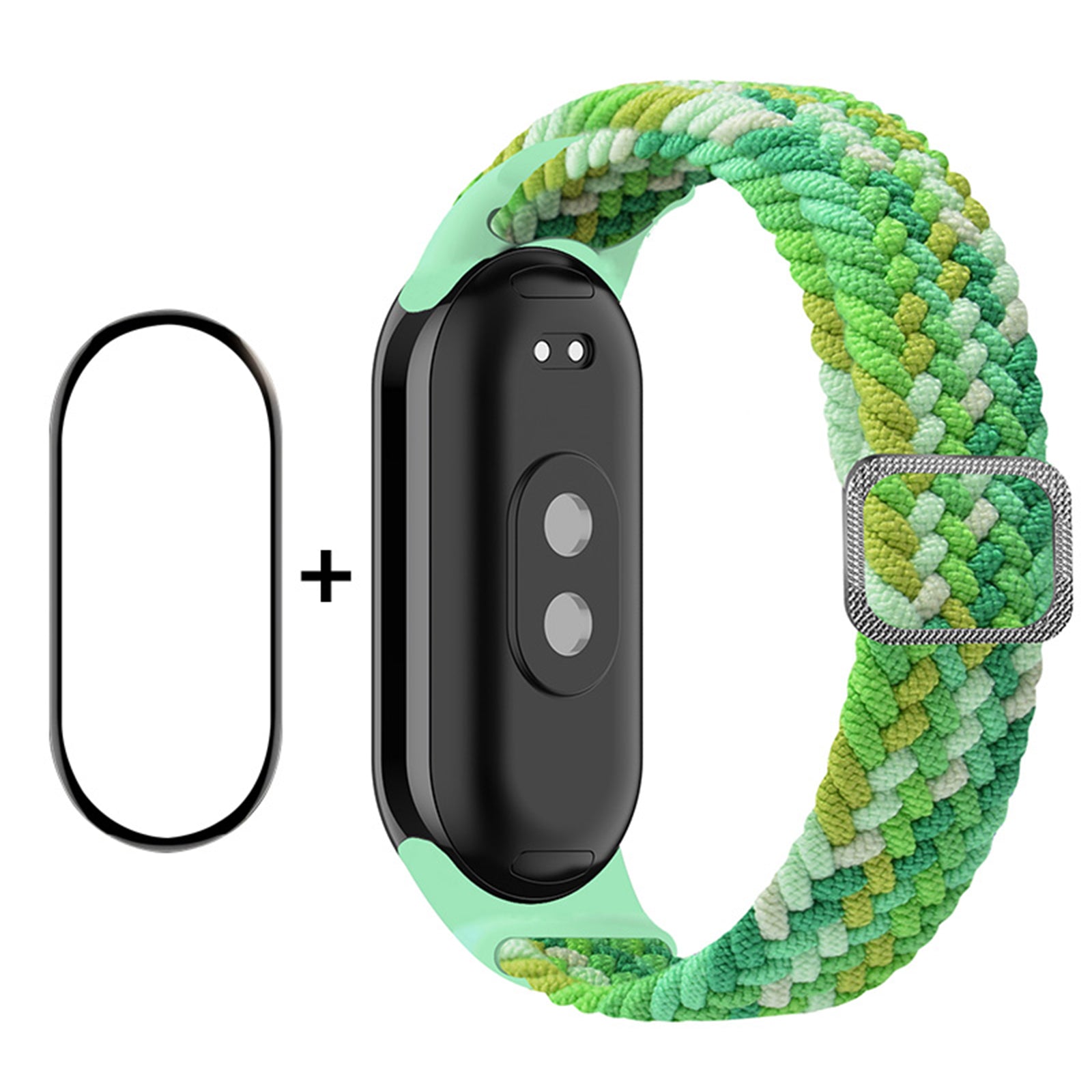 ENKAY HAT-PRINCE For Xiaomi Smart Band 8 Elastic Watch Band Nylon Braided Wrist Strap Set with PMMA Screen Protector ENKAY HAT-PRINCE For Xiaomi Smart Band 8 Elastic Watch Band Nylon Braided Wrist Strap Set with PMMA Screen Protector